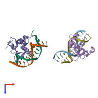 PDB entry 1k7a coloured by chain, top view.