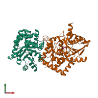 PDB entry 1k7f coloured by chain, front view.