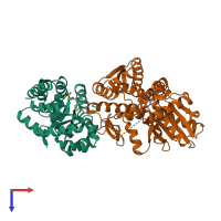 PDB entry 1k7f coloured by chain, top view.