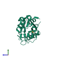 PDB entry 1k7k coloured by chain, side view.