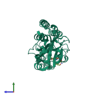 PDB entry 1k7s coloured by chain, side view.