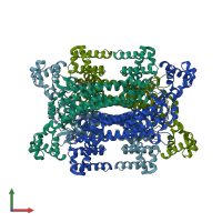 PDB entry 1k7w coloured by chain, front view.