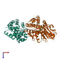 PDB entry 1k7x coloured by chain, top view.