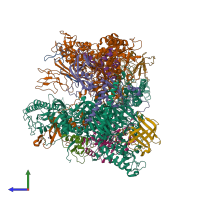 PDB entry 1k83 coloured by chain, side view.