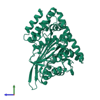 PDB entry 1k89 coloured by chain, side view.