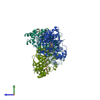 PDB entry 1k8c coloured by chain, side view.