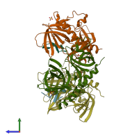 PDB entry 1k8g coloured by chain, side view.