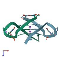 PDB entry 1k8p coloured by chain, top view.