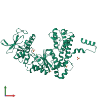 PDB entry 1k8t coloured by chain, front view.