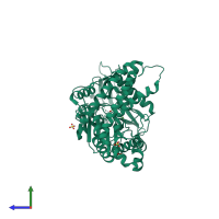 PDB entry 1k8t coloured by chain, side view.