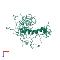 PDB entry 1k8v coloured by chain, ensemble of 20 models, top view.
