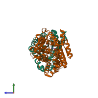 PDB entry 1k8y coloured by chain, side view.