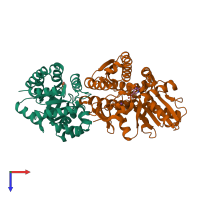 PDB entry 1k8y coloured by chain, top view.