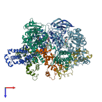 PDB entry 1k90 coloured by chain, top view.