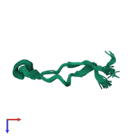 PDB entry 1k91 coloured by chain, ensemble of 20 models, top view.