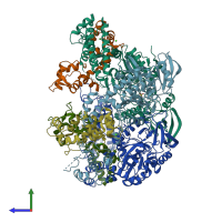 PDB entry 1k93 coloured by chain, side view.