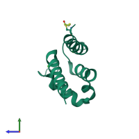 PDB entry 1k96 coloured by chain, side view.