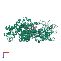 PDB entry 1k98 coloured by chain, top view.