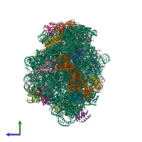 PDB entry 1k9m coloured by chain, side view.