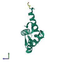 PDB entry 1k9p coloured by chain, side view.