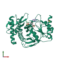 PDB entry 1k9y coloured by chain, front view.