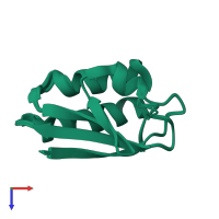 PDB entry 1ka5 coloured by chain, ensemble of 16 models, top view.