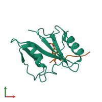 Hetero dimeric assembly 1 of PDB entry 1ka6 coloured by chemically distinct molecules, front view.