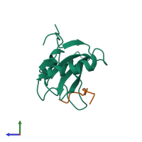 PDB entry 1ka7 coloured by chain, side view.