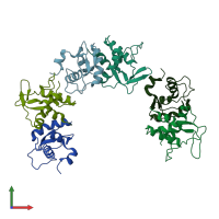 PDB entry 1ka8 coloured by chain, front view.