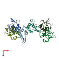 PDB entry 1ka8 coloured by chain, top view.