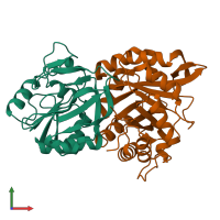 PDB entry 1ka9 coloured by chain, front view.