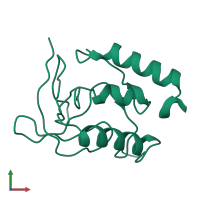 PDB entry 1kab coloured by chain, front view.