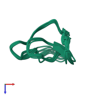 PDB entry 1kal coloured by chain, ensemble of 10 models, top view.