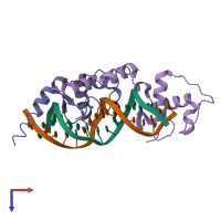 PDB entry 1kb4 coloured by chain, top view.