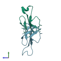 PDB entry 1kba coloured by chain, side view.