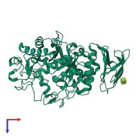 PDB entry 1kbk coloured by chain, top view.