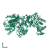 PDB entry 1kbl coloured by chain, front view.