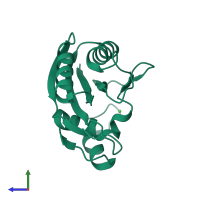 PDB entry 1kbr coloured by chain, side view.