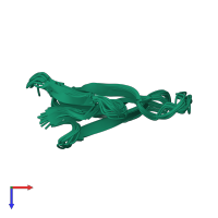 PDB entry 1kbt coloured by chain, ensemble of 12 models, top view.