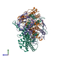 PDB entry 1kby coloured by chain, side view.