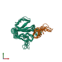 PDB entry 1kc4 coloured by chain, ensemble of 10 models, front view.
