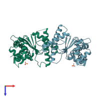 PDB entry 1kcf coloured by chain, top view.