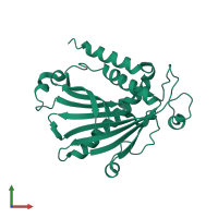 PDB entry 1kcm coloured by chain, front view.