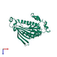 PDB entry 1kcm coloured by chain, top view.