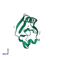 PDB entry 1kcq coloured by chain, side view.