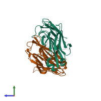 PDB entry 1kcr coloured by chain, side view.