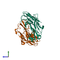 PDB entry 1kcu coloured by chain, side view.