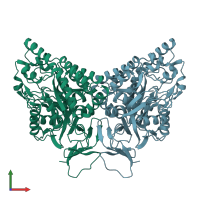 PDB entry 1kcx coloured by chain, front view.