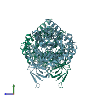 PDB entry 1kcx coloured by chain, side view.