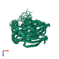 PDB entry 1kd6 coloured by chain, ensemble of 20 models, top view.